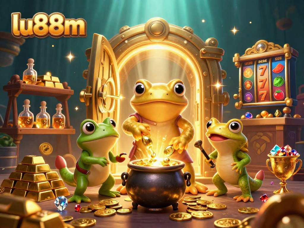 Experience winning moments with lu88m's vibrant casino scene featuring magical gold transformation.