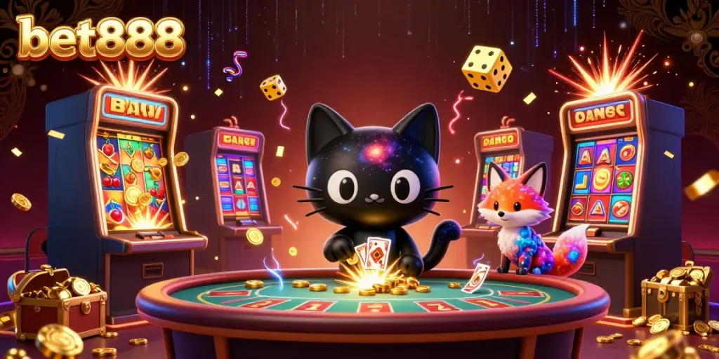 Experience the vibrant casino universe of bet888, featuring dynamic characters and thrilling gaming elements.