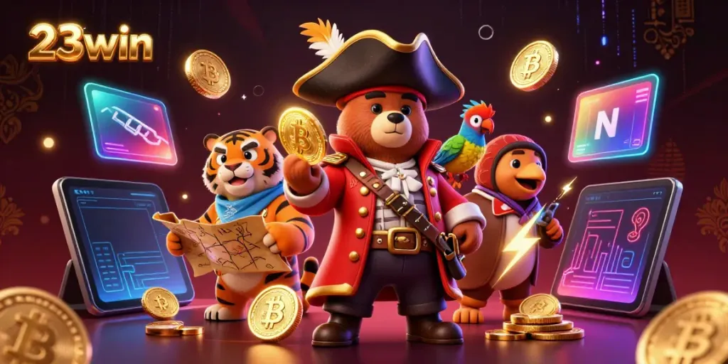 Experience thrilling slots and crypto at 23win with our cartoon pirate adventure!