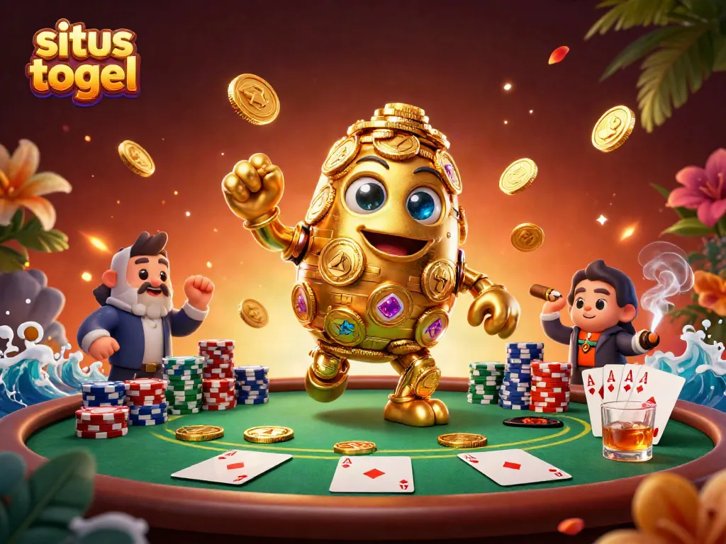 Experience the thrill of situs togel with a vibrant 3D illustration showcasing winning poker dynamics.