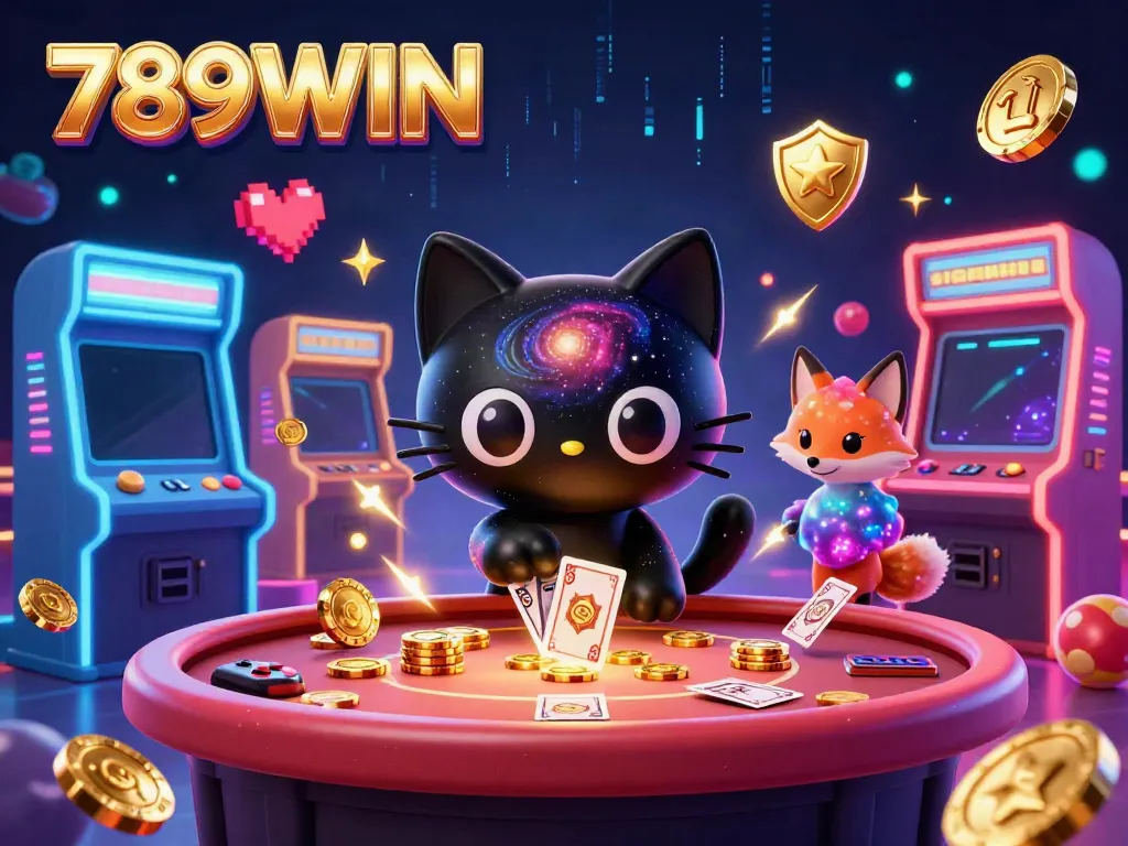 Engage with the vibrant universe of 789WIN, where a cartoon black hole cat pulls in riches at a cosmic casino!