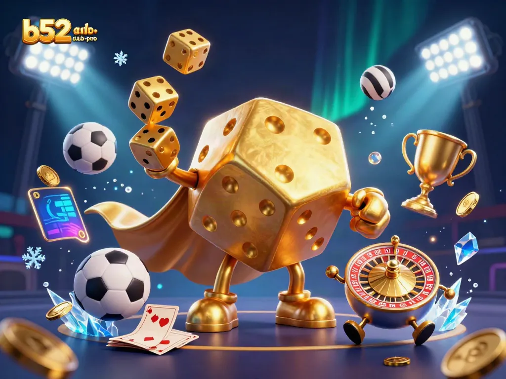Experience thrilling betting action with b52club-pro's vibrant 3D casino illustration.