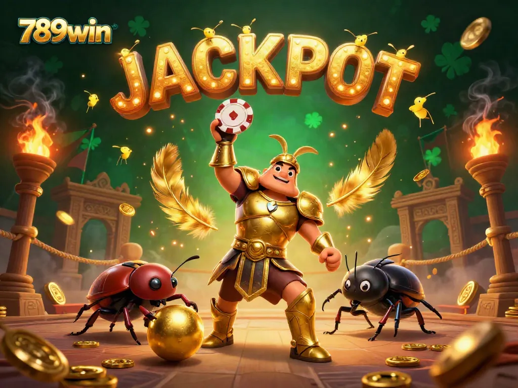 Win big with 789win as 3D characters embody the excitement of gambling, surrounded by dynamic elements.