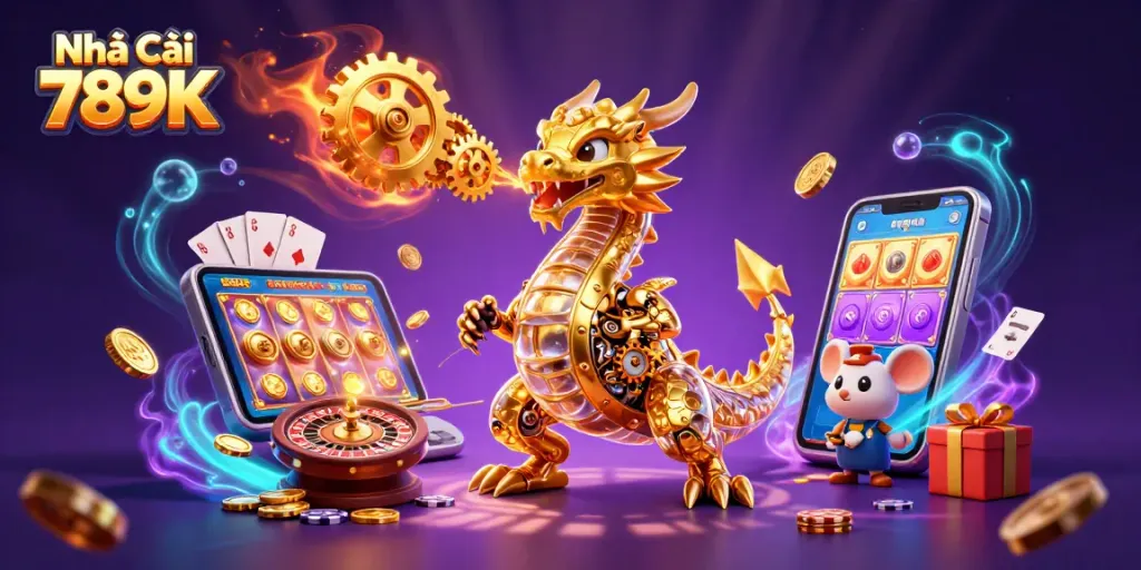 Experience thrilling wins at Nhà Cái 789K, where a vibrant golden dragon and dynamic gameplay await!
