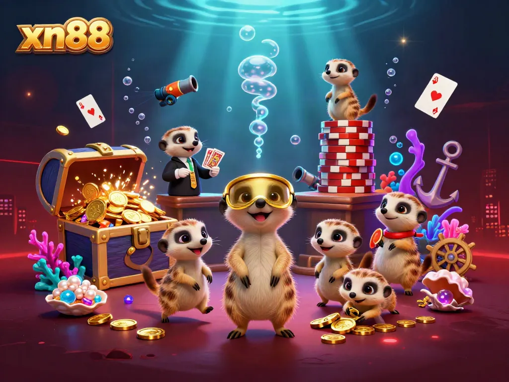 Experience the excitement of xn88 in a vibrant meerkat-run casino scene featuring dynamic gameplay elements.