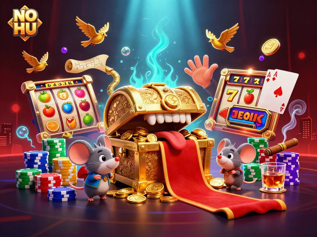 Spin to win big and discover jackpots with NO HU, featuring vibrant slots and golden treasures.