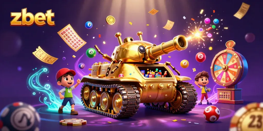 Experience thrilling gameplay with zbet in an ultra-detailed 3D casino scene filled with dynamic lottery elements.