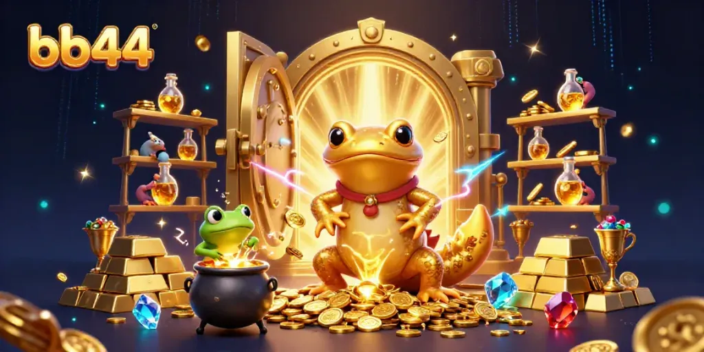 Experience thrilling gaming excitement at bb44 with vibrant gold visuals and dynamic characters.