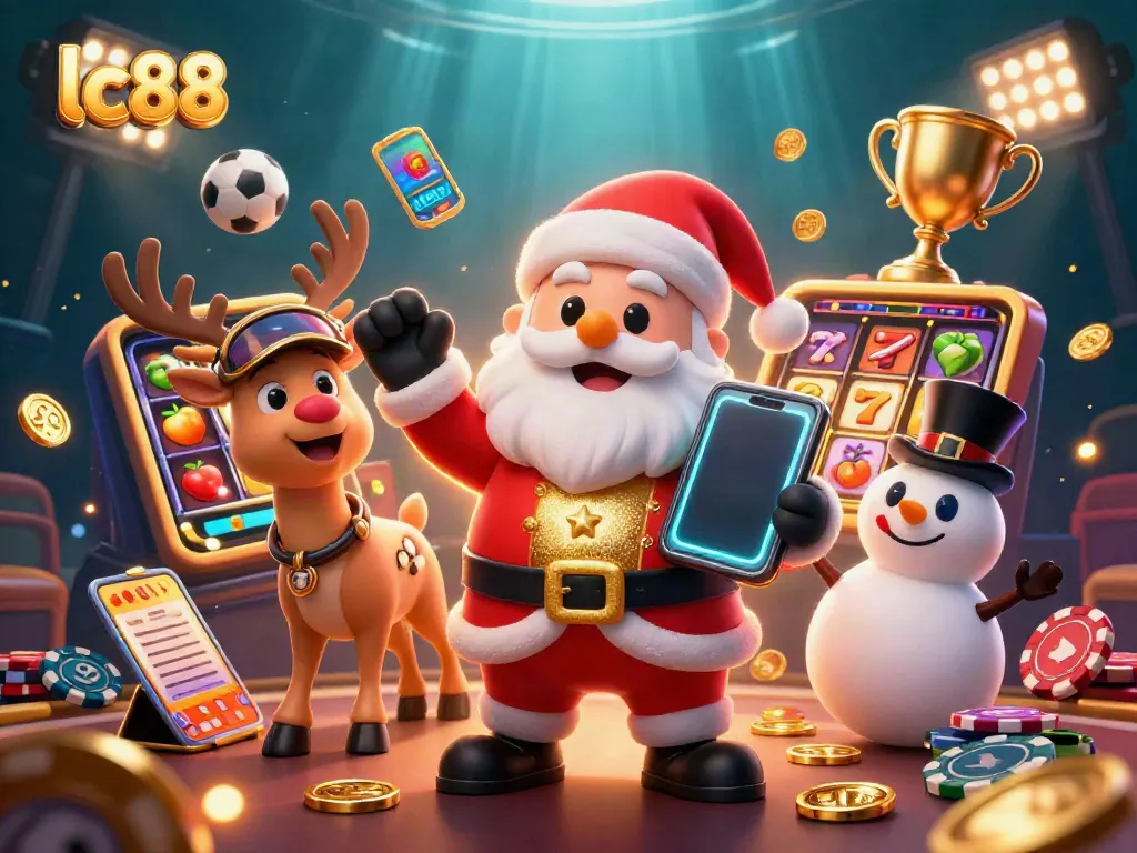Experience the thrill of lc88's casino with vibrant games and energetic characters in a dazzling 3D scene.