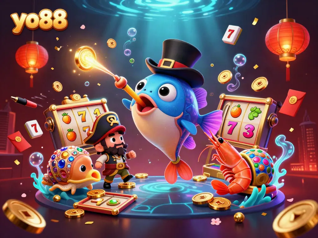 Experience thrilling gameplay at yo88 with vibrant slots and charming characters amidst a dazzling underwater scene.