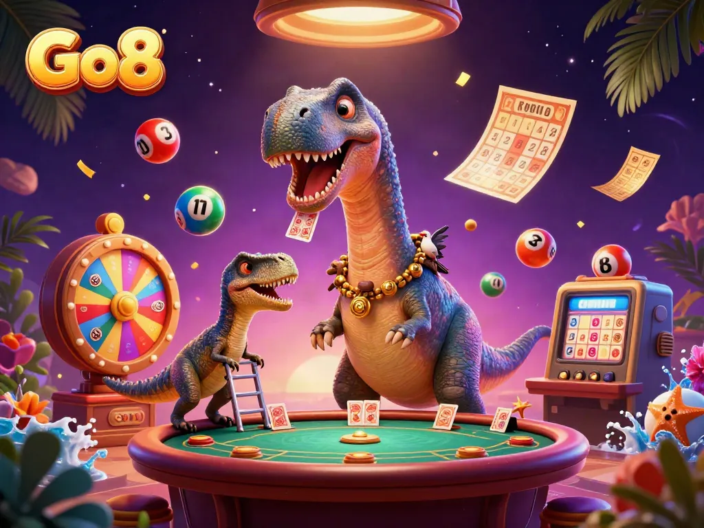 Experience the exhilarating Go8 gameplay with colorful dynamics and a lively casino scene.