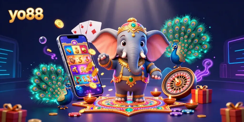 Experience yo88's vibrant gaming scene with colorful slot games and dynamic characters.