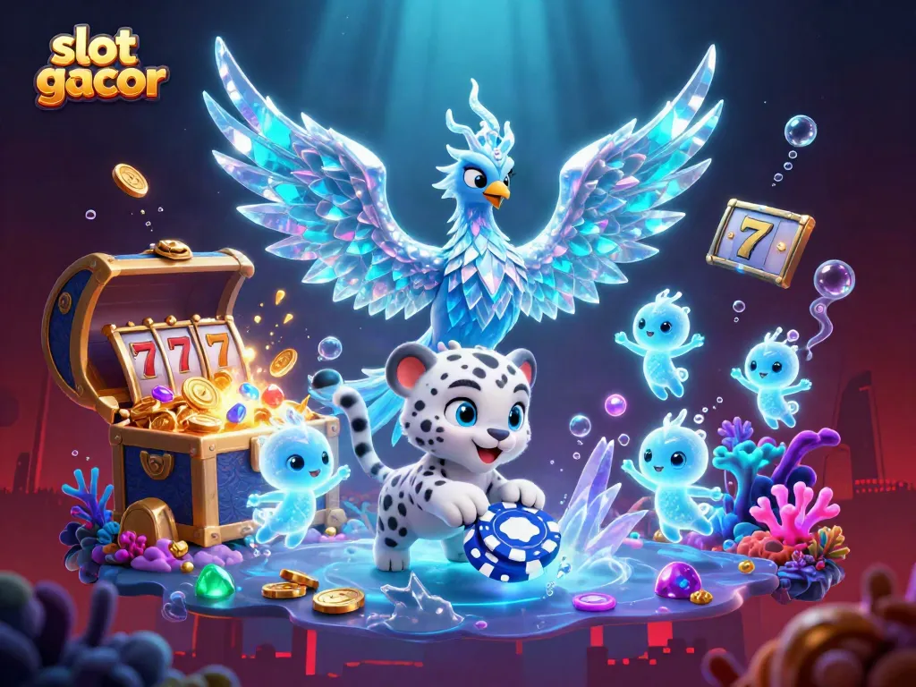 Engage with slot gacor excitement in this vibrant 3D scene featuring dynamic characters and themed symbols.