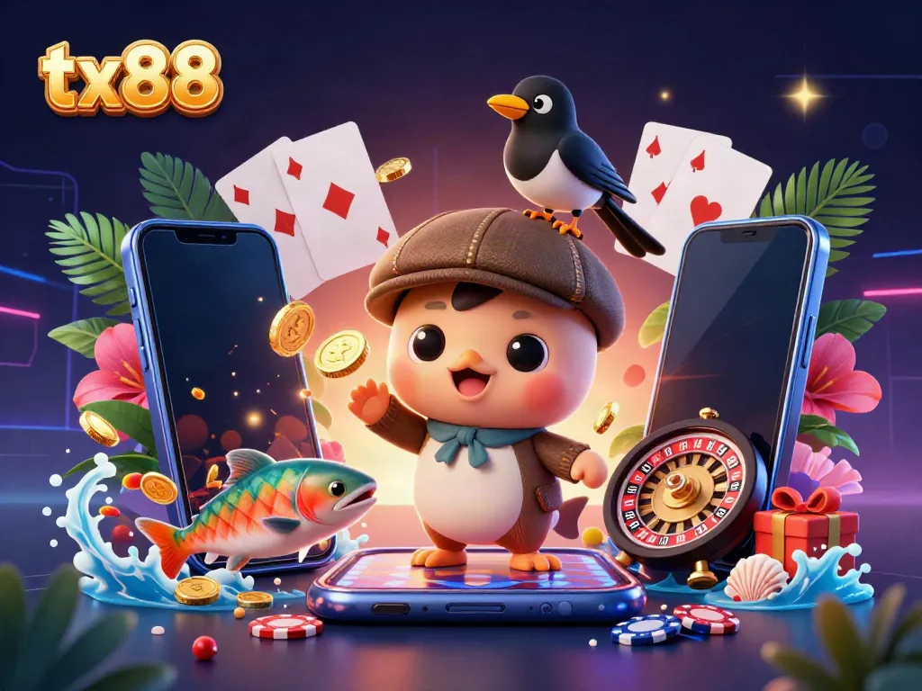 Engage with exciting casino action at tx88 featuring playful characters and vibrant gaming elements.