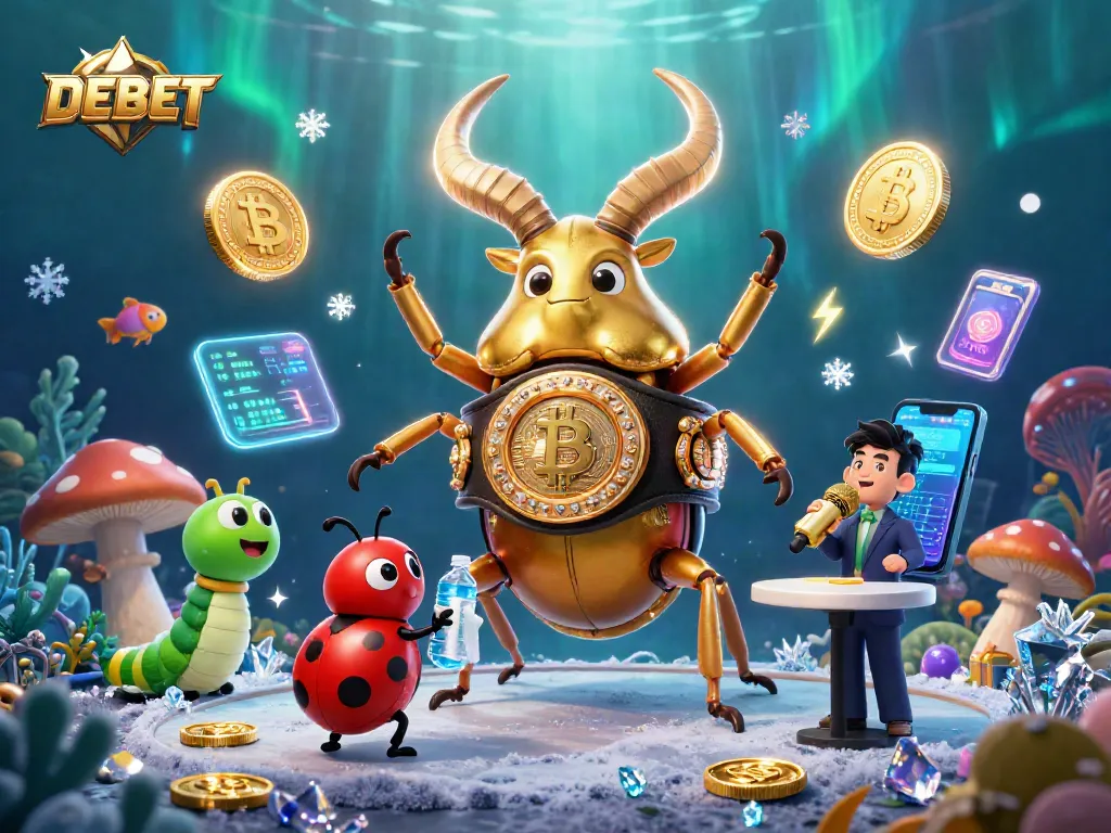 Engage with DEBET in vibrant underwater action featuring a golden stag beetle facing off, amidst thrilling fish shooting game elements.
