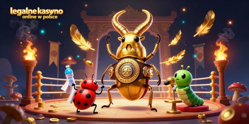 Experience excitement at legalne kasyno online w polsce with a dynamic 3D casino scene featuring vibrant characters and elements.