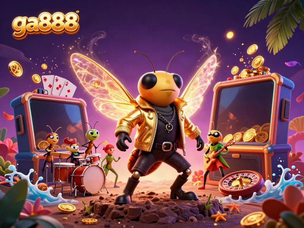 Experience thrilling gambling action with ga888's vibrant casino characters and game elements.