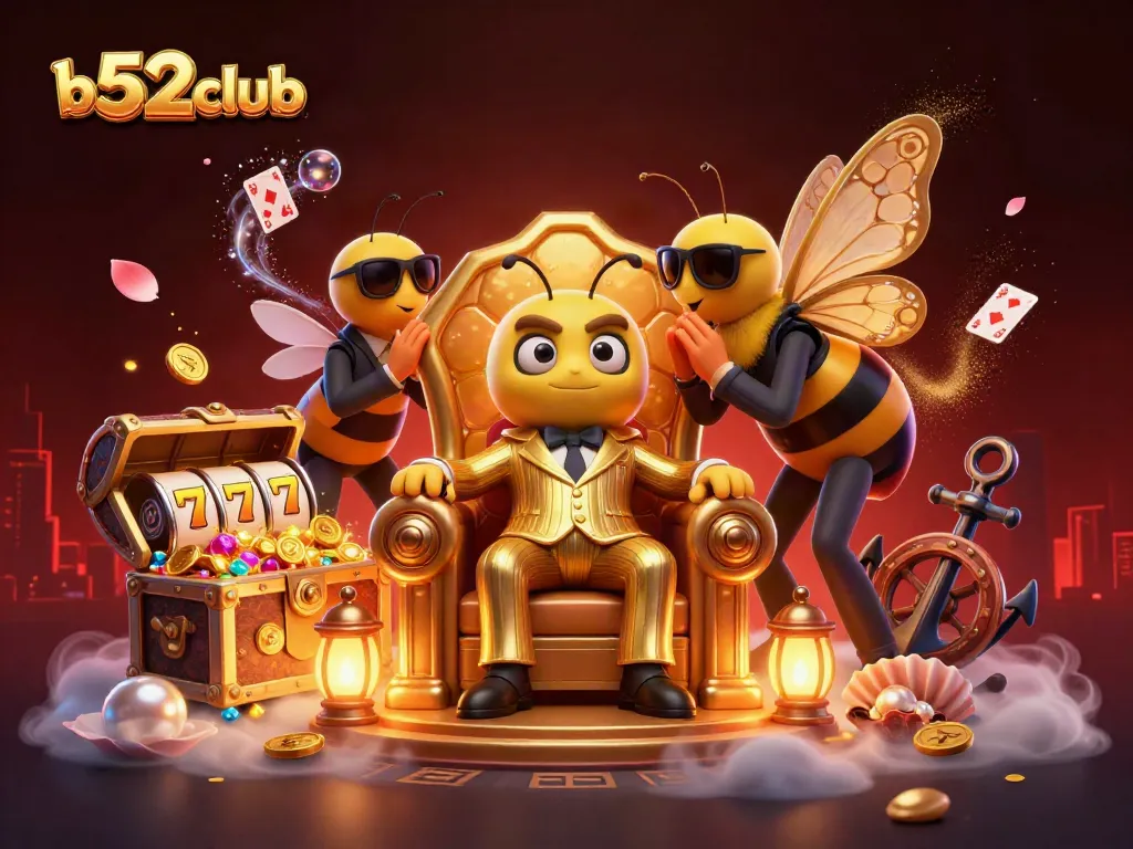 Bets fly at the b52club as cartoon bee mob boss plans a winning strategy with vibrant slot games