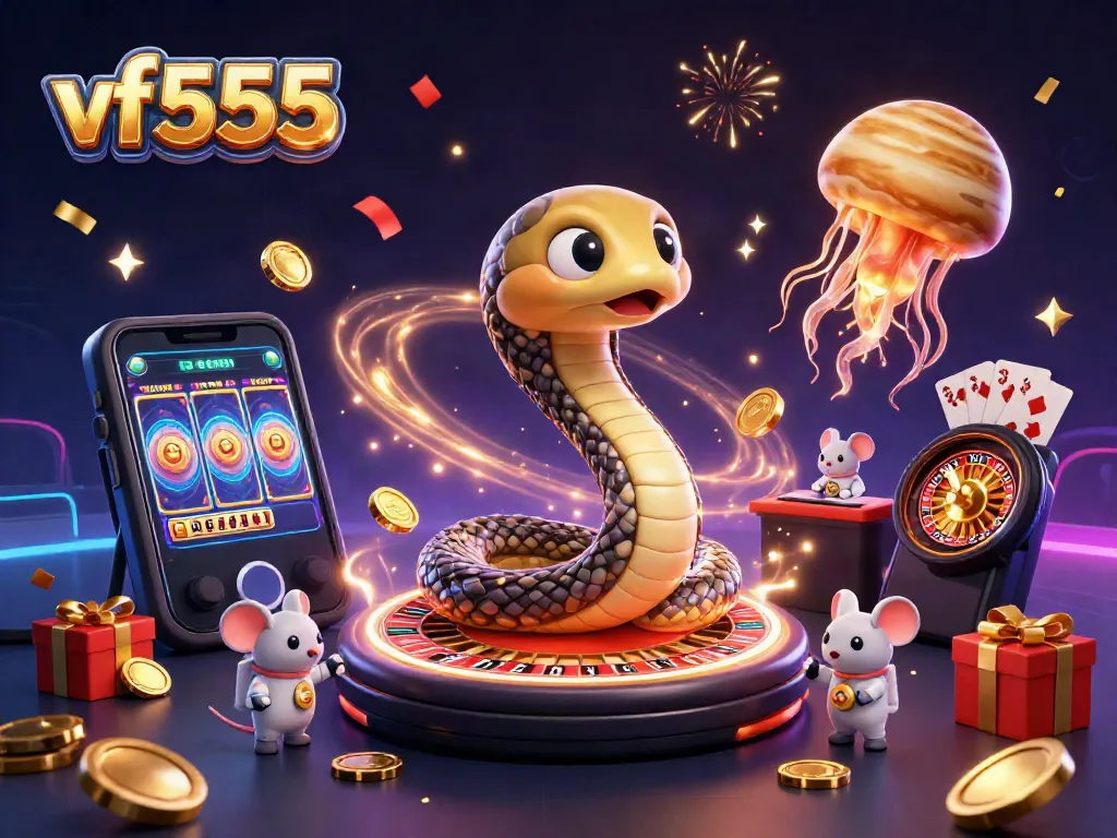 Betting on the vf555 roulette wheel as cosmic characters celebrate success with confetti and golden coins.