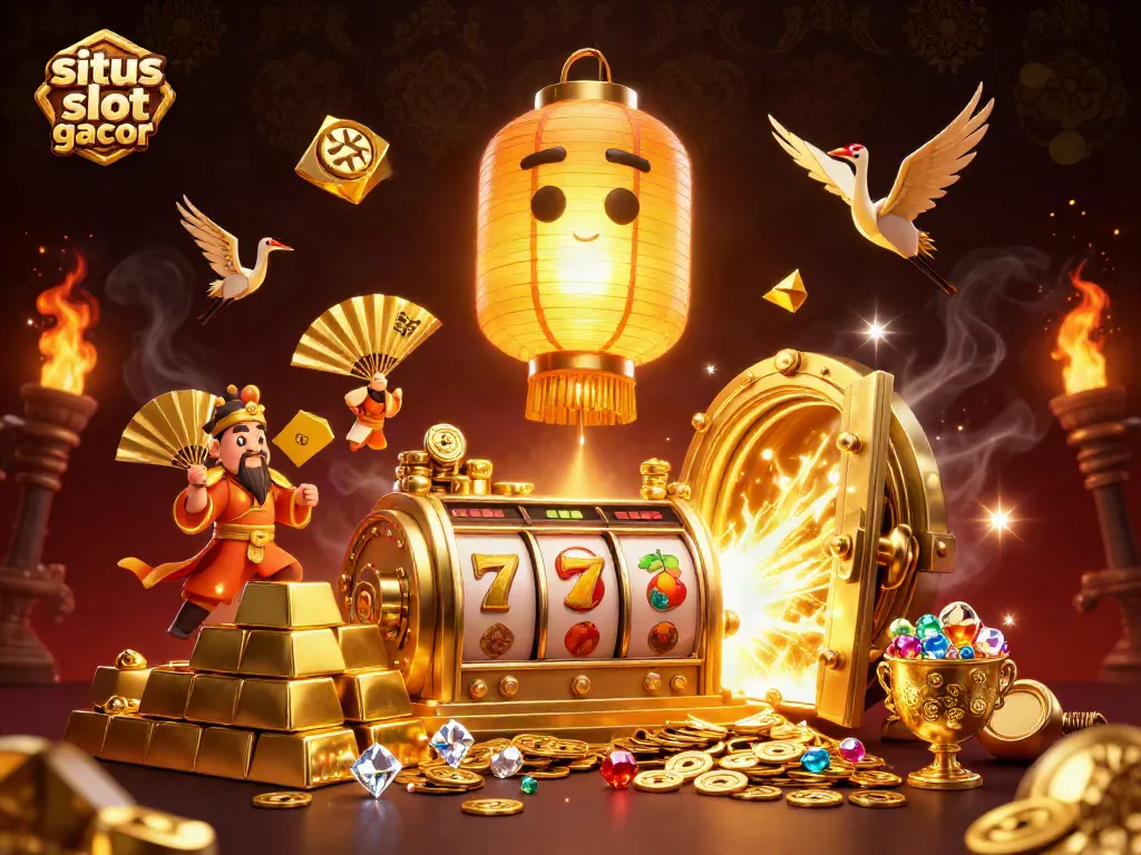 Engage with situs slot gacor's vibrant casino experience featuring golden lantern spirit and slot reels.