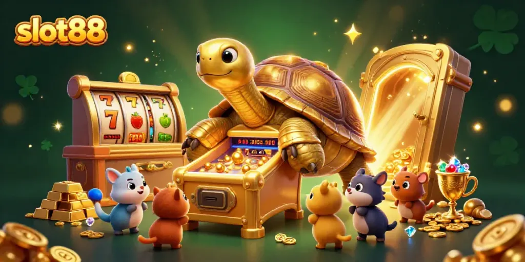 Menangkan jackpot dengan Slot88 dalam ilustrasi slot yang penuh warna dan detail.