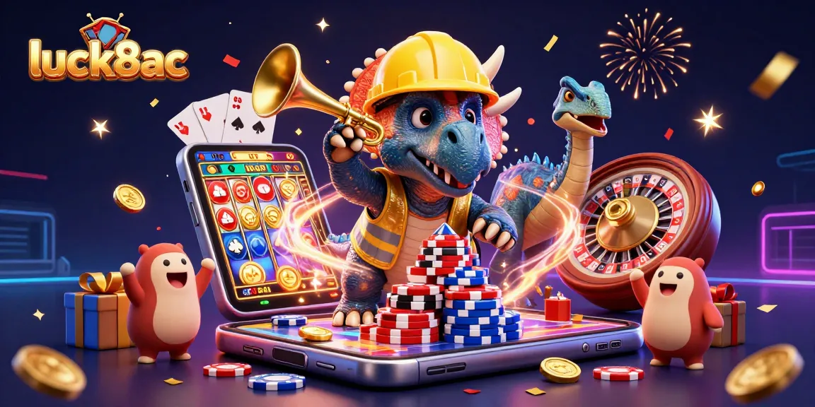 Experience gaming excitement with luck8ac in a vibrant 3D casino scene.