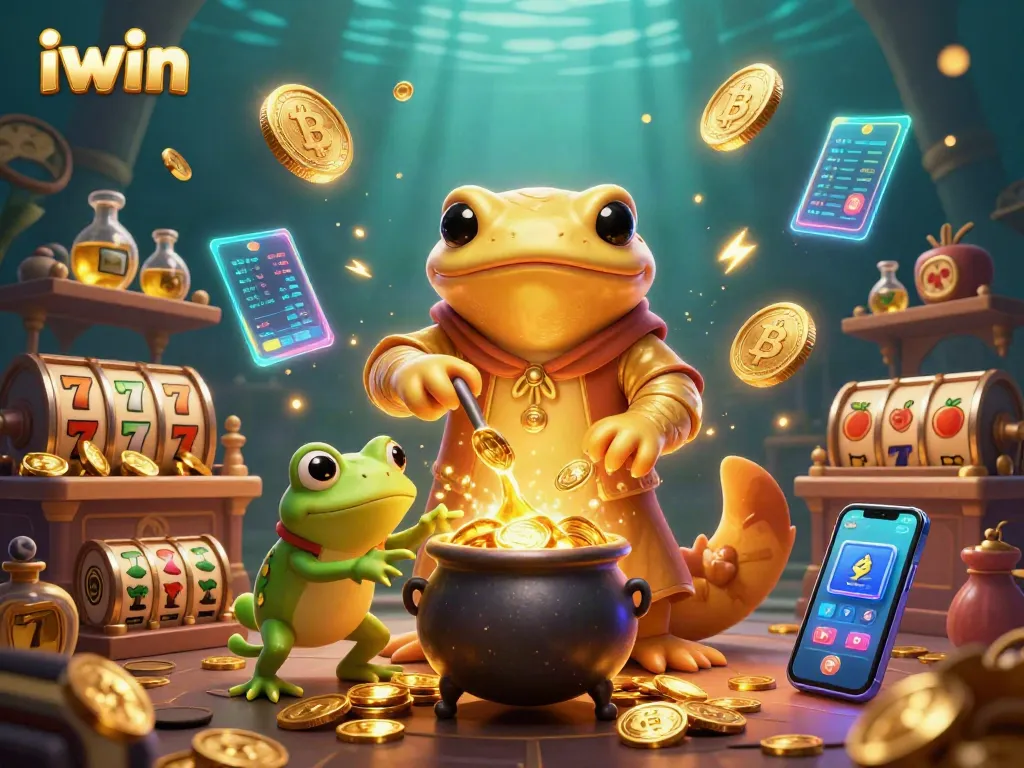 iwin showcases a thrilling casino scene with golden alchemist characters and dynamic gambling elements.