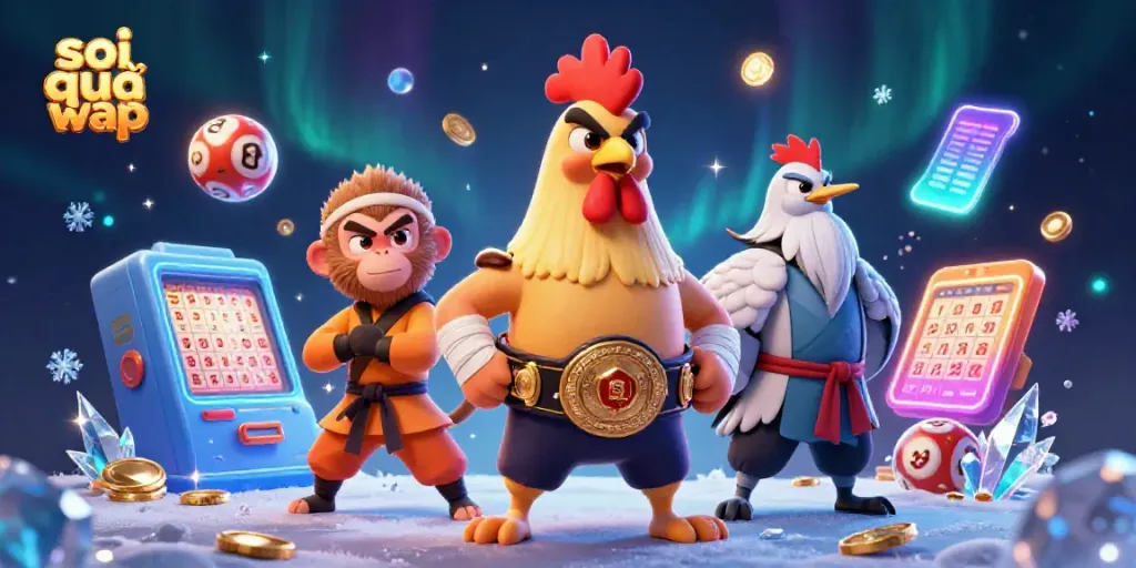 Engage with soi cầu wap insights through vibrant lottery-themed illustration showcasing character interactions and winning elements.