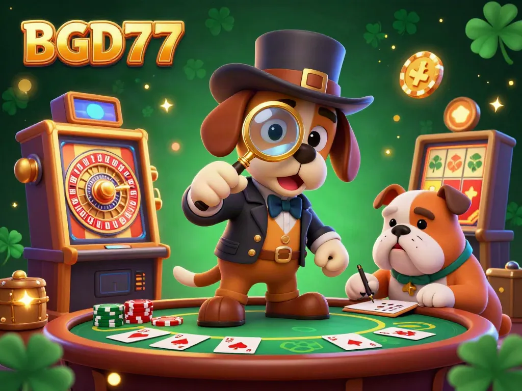 Experience the excitement of BGD77 with a captivating 3D scene featuring treasures and gaming elements.