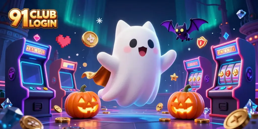 Join the fun with the 91 CLUB LOGIN scene featuring a ghost cat and captivating casino elements.